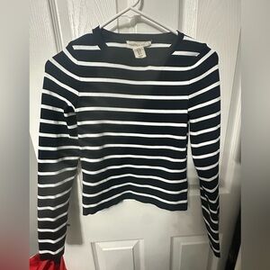Black and White Striped Long Sleeve Top